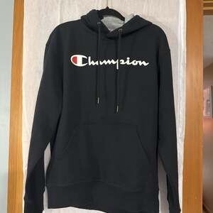 Champion Black Script Logo Powerblend‎ Pullover Hoodie